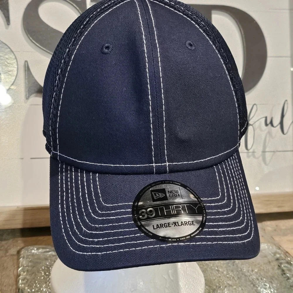 New Era NE1120 39 Thirty Stretch Mesh Contrast Stitch Fitted Hat Cap Navy Blue
